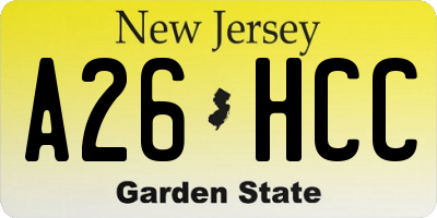 NJ license plate A26HCC