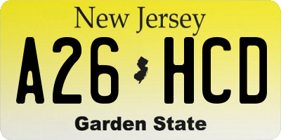 NJ license plate A26HCD