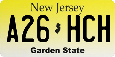 NJ license plate A26HCH