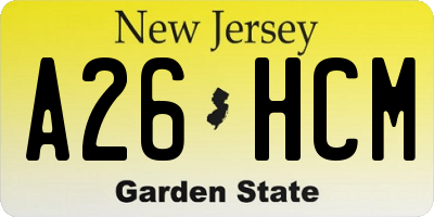NJ license plate A26HCM
