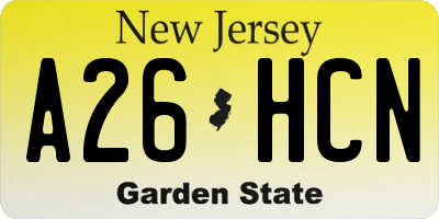 NJ license plate A26HCN