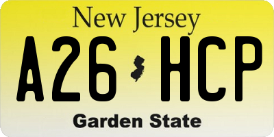 NJ license plate A26HCP