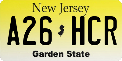 NJ license plate A26HCR