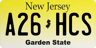 NJ license plate A26HCS