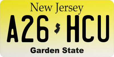 NJ license plate A26HCU