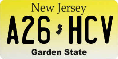 NJ license plate A26HCV