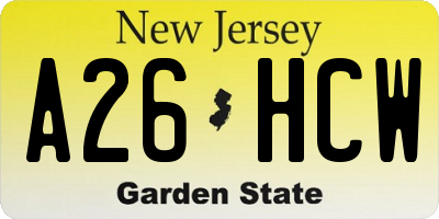 NJ license plate A26HCW