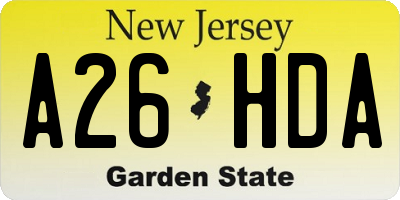 NJ license plate A26HDA