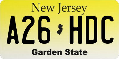 NJ license plate A26HDC