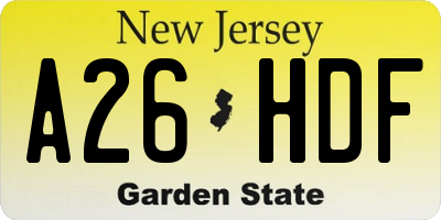 NJ license plate A26HDF