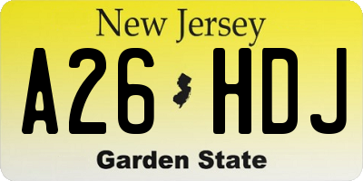 NJ license plate A26HDJ
