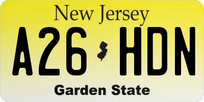 NJ license plate A26HDN