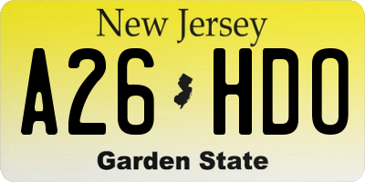 NJ license plate A26HDO