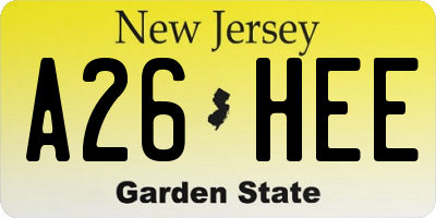 NJ license plate A26HEE