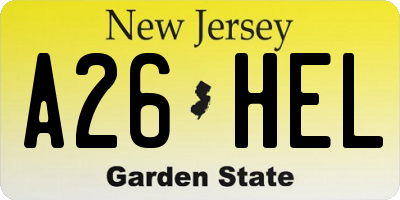 NJ license plate A26HEL