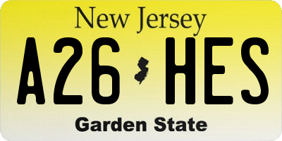 NJ license plate A26HES