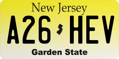 NJ license plate A26HEV