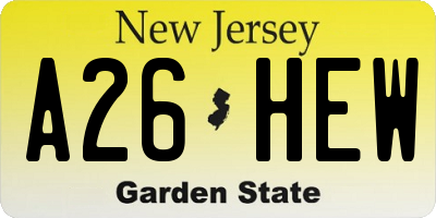 NJ license plate A26HEW