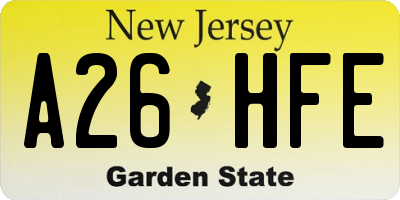 NJ license plate A26HFE