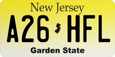 NJ license plate A26HFL