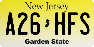 NJ license plate A26HFS
