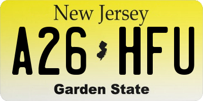 NJ license plate A26HFU