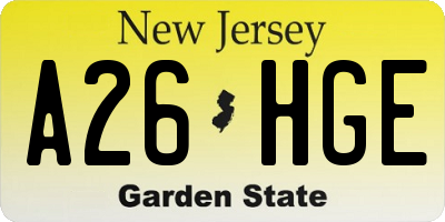 NJ license plate A26HGE