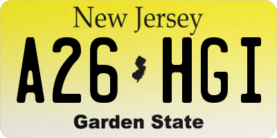 NJ license plate A26HGI