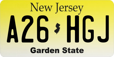 NJ license plate A26HGJ