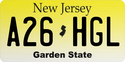 NJ license plate A26HGL