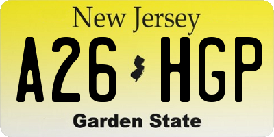 NJ license plate A26HGP