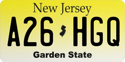 NJ license plate A26HGQ