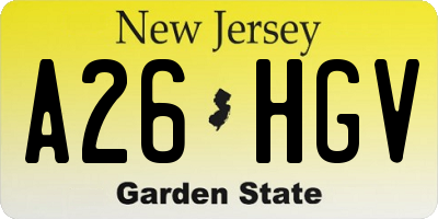 NJ license plate A26HGV