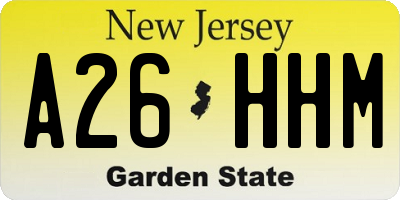 NJ license plate A26HHM