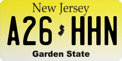 NJ license plate A26HHN