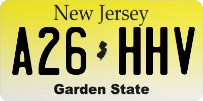 NJ license plate A26HHV