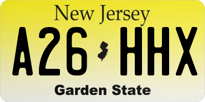 NJ license plate A26HHX