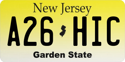 NJ license plate A26HIC