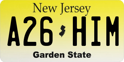 NJ license plate A26HIM