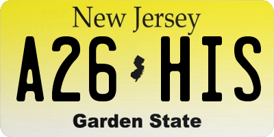 NJ license plate A26HIS