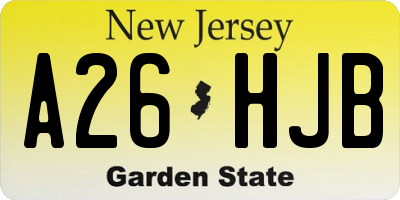 NJ license plate A26HJB