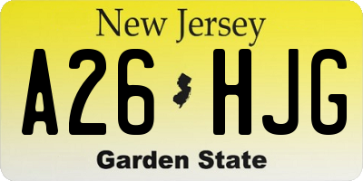 NJ license plate A26HJG