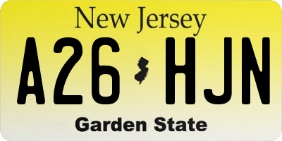 NJ license plate A26HJN