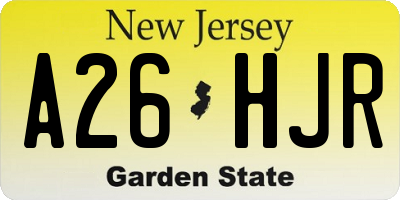 NJ license plate A26HJR