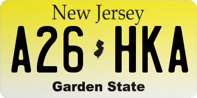 NJ license plate A26HKA