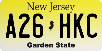 NJ license plate A26HKC
