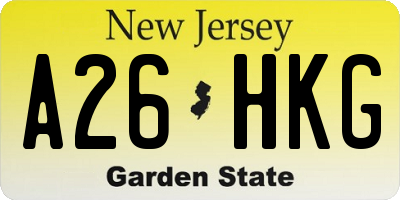NJ license plate A26HKG