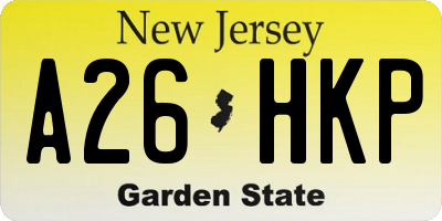NJ license plate A26HKP