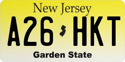 NJ license plate A26HKT