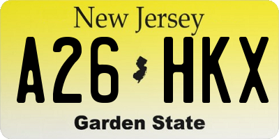 NJ license plate A26HKX